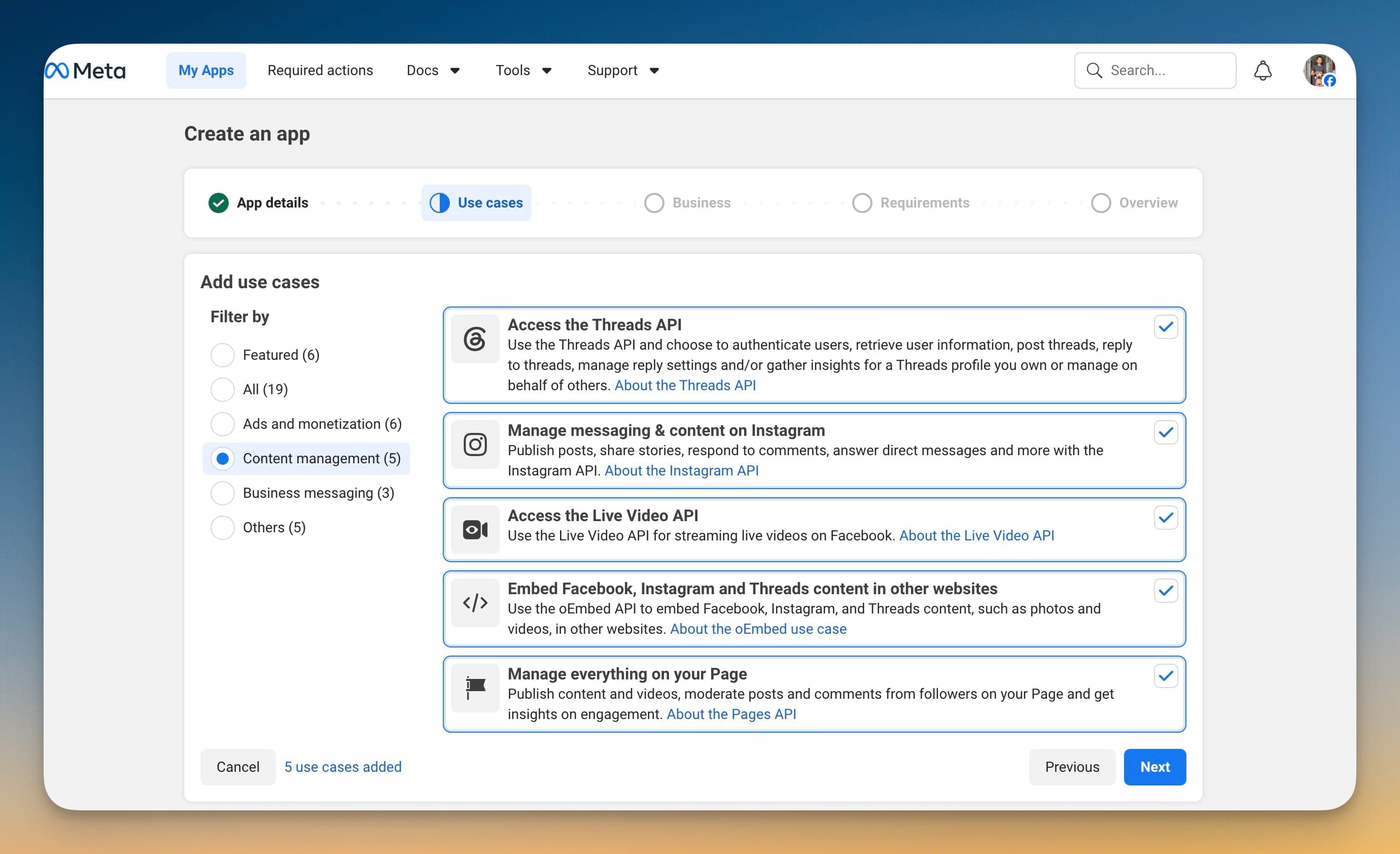 เลือก use case Manage everything on your Page
