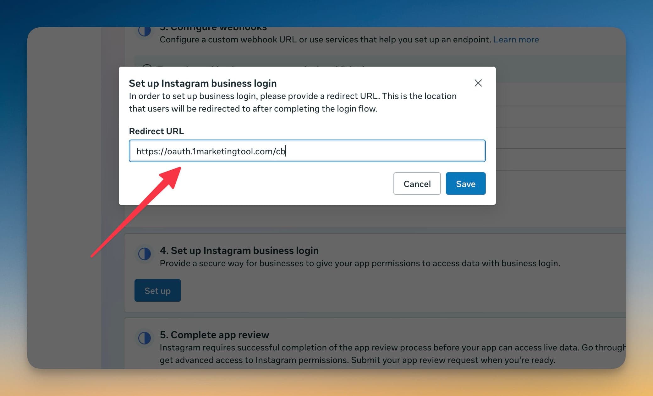 Đăng ký OAuth redirect URL