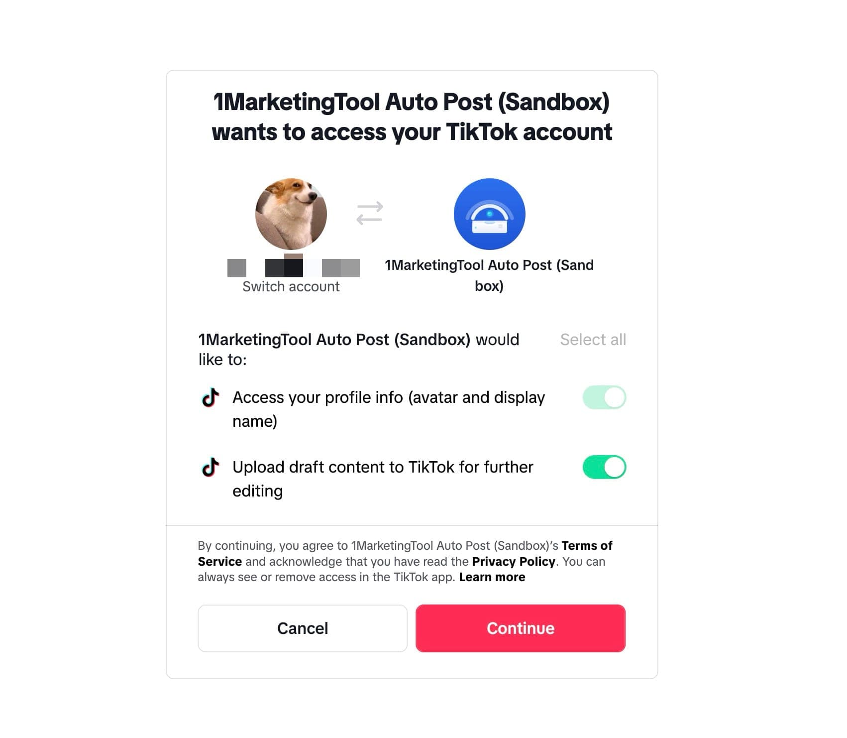 Valtuuta TikTok OAuth -oikeudet