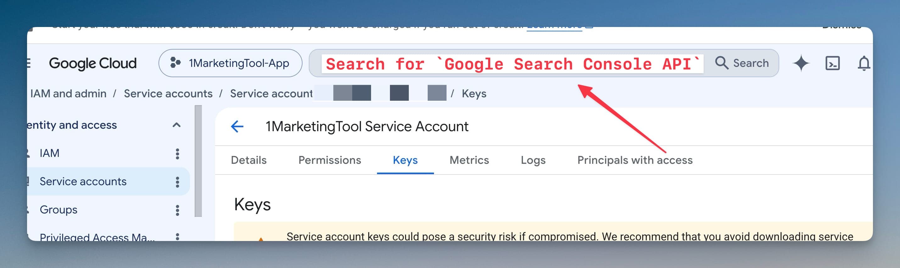 Google Search Console API 검색